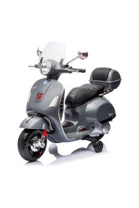 Moto électrique Piaggio Vespa GTS Super 12V avec top case et pare-brise- Gris