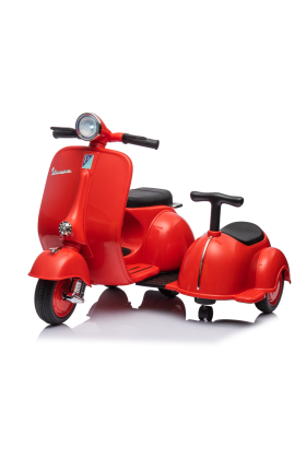 Vespa Sidecar Petite Moto Électrique 6V pour Enfants-Rouge