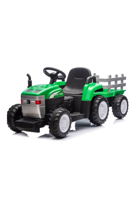 Trattore Elettrico Per Bambini con Rimorchio 12V -Verde