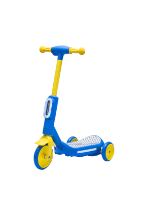 Trottinette électrique 3 roues de luxe pour enfants + casque et kit de protection- Bleu