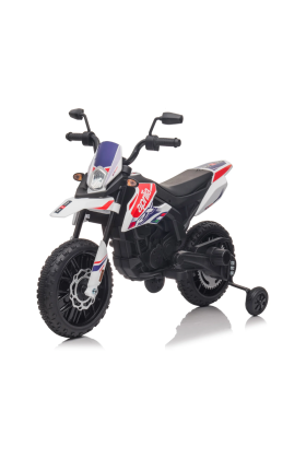 Moto électrique Aprilia Racing RX125 12V pour enfants avec roues EVA - Blanc
