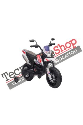 Moto électrique Aprilia Racing RX125 12V pour enfants avec roues EVA - Blanc