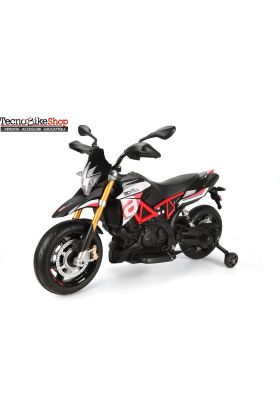 Moto électrique Aprilia Racing Dorsoduro 12V pour enfants avec roues en EVA- Rouge