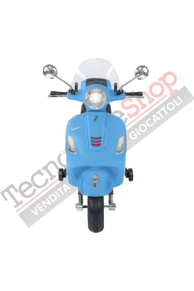 Moto électrique Piaggio Vespa GTS Super 12V avec top case et pare-brise-Bleu clair