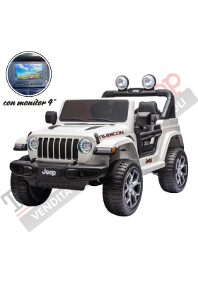 Auto Macchina Elettrica per Bambini JEEP FIAT Wrangler RUBICON 12V 2 Posti  con Monitor 4" Mp4 - Sedile in Pelle 