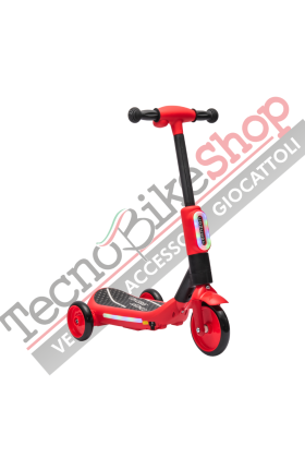 Trottinette électrique 3 roues de luxe pour enfants + casque et kit de protection- Rouge