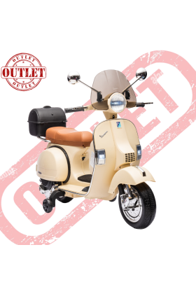 Moto Elettrica per Bambini Piaggio VESPA PX150 FULL con Parabrezza e Bauletto 12V-Avorio - Seconda Scelta