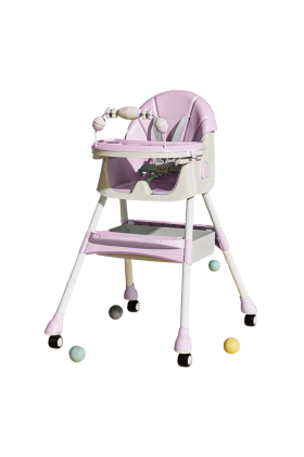 Chaise haute Wizy Pro 3-en-1, 0-36 mois, évolutive, pliable et peu encombrante- Rose