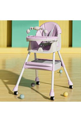 Chaise haute Wizy Pro 3-en-1, 0-36 mois, évolutive, pliable et peu encombrante- Rose