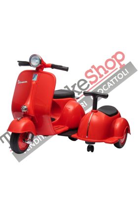 Vespa Sidecar Petite Moto Électrique 6V pour Enfants-Rouge