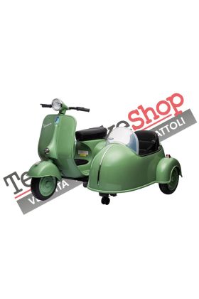 Moto Elettrica Per Bambini Vespa Sidecar Big  12V-Verde