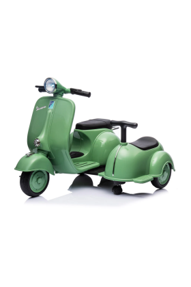 Vespa Sidecar Petite Moto Électrique 6V pour Enfants-Vert