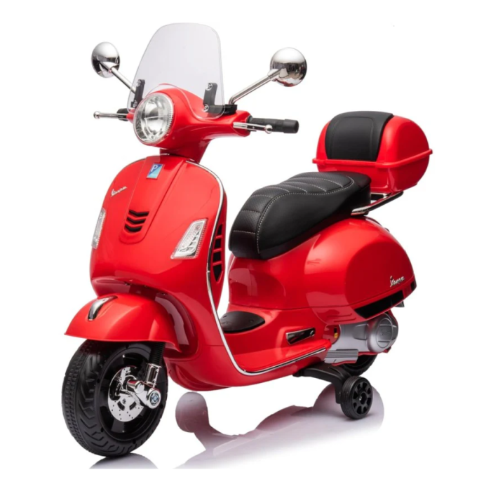 Moto électrique Piaggio Vespa GTS Super 12V avec top case et pare-brise-Rouge