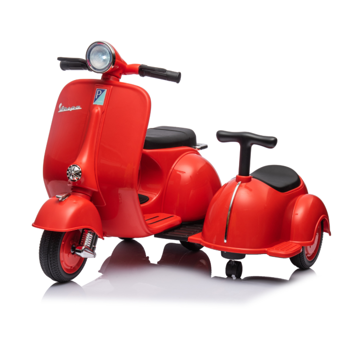 Vespa Sidecar Petite Moto Électrique 6V pour Enfants-Rouge