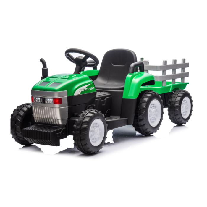 Trattore Elettrico Per Bambini  con Rimorchio 12V -Verde