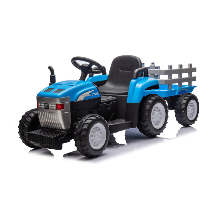 Trattore Elettrico Per Bambini  con Rimorchio 12V -Blu