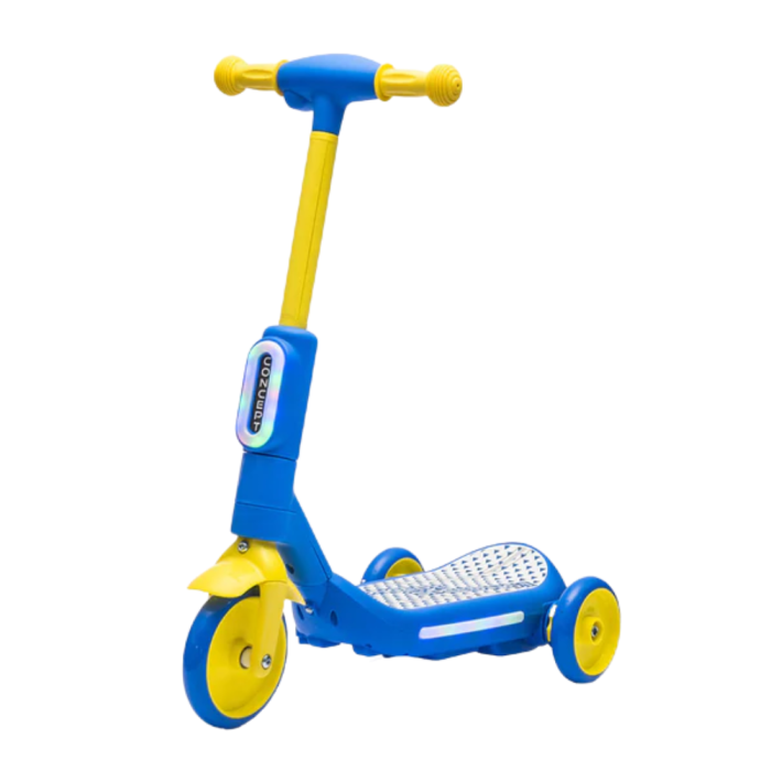 Trottinette électrique 3 roues de luxe pour enfants + casque et kit de protection- Bleu