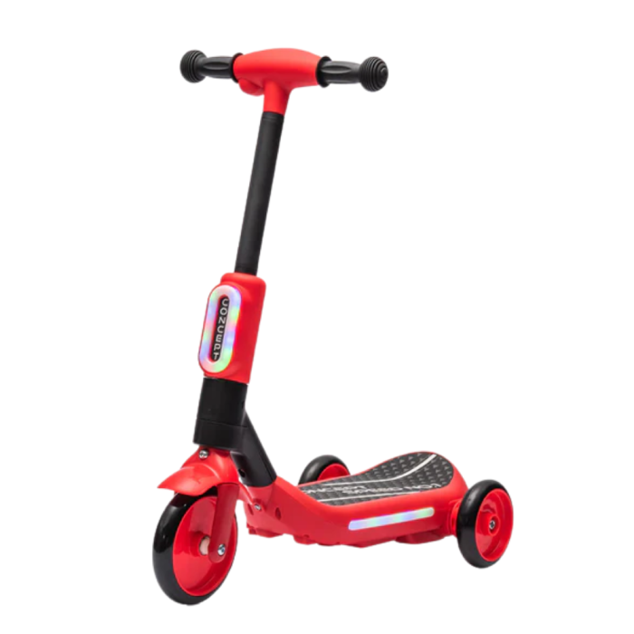 Trottinette électrique 3 roues de luxe pour enfants + casque et kit de protection- Rouge