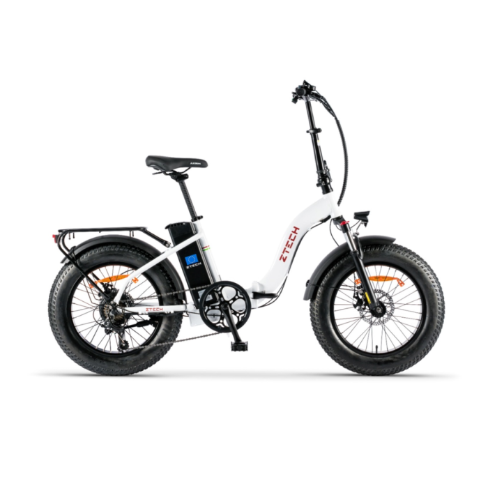 Bicicletta Elettrica Pieghevole Z-Tech ZT-89-E Folding Etna 250W 36V 10.4Ah Batteria Litio-Bianco