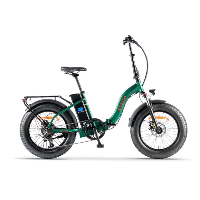 Bicicletta Elettrica Pieghevole Z-Tech ZT-89-E Folding Etna 250W 36V 10.4Ah Batteria Litio-Verde