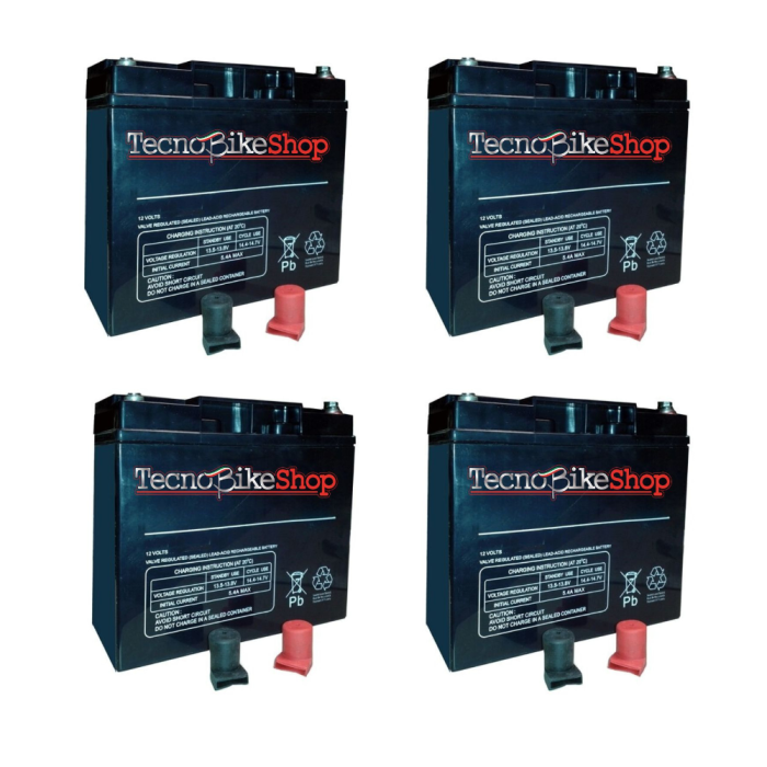 4 Batterie Cicliche per Veicoli Elettrici - Scooter - Biciclette - Monopattini  (48V) - 12V  22Ah a Piombo T8