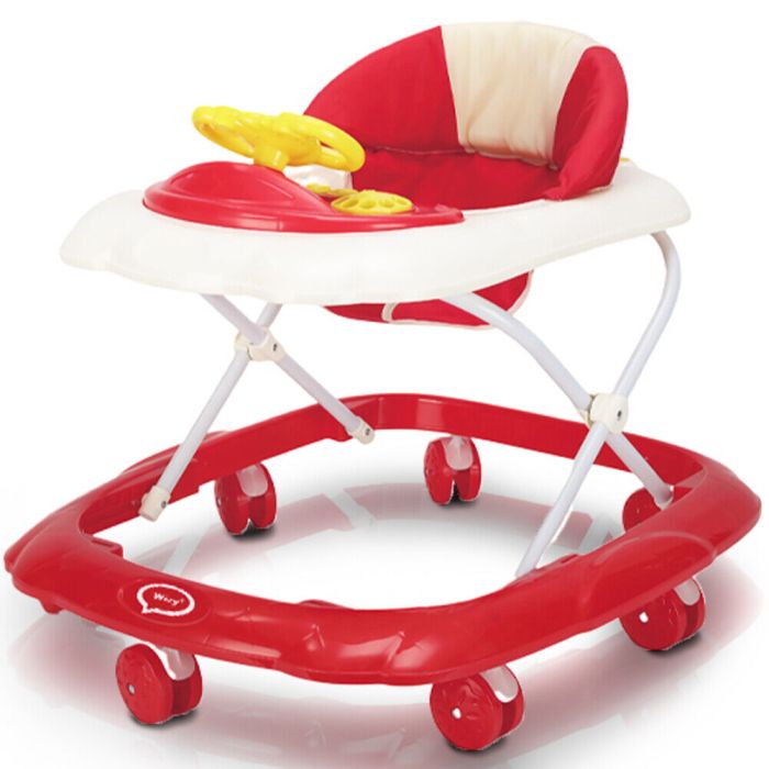Marcheur Wizy Easy pour les premiers pas, compact et doté d'un volant interactif - Rouge