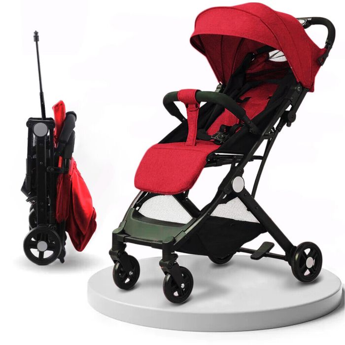 Poussette ultra-légère Wizy Easy, pliage facile, gain de place, capacité de 15 kg - Rouge