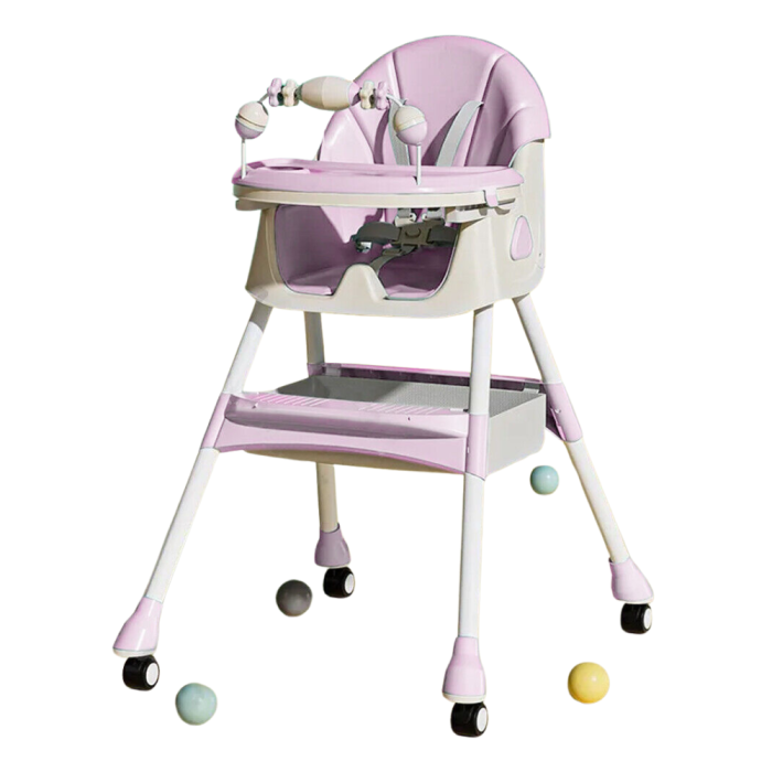 Chaise haute Wizy Pro 3-en-1, 0-36 mois, évolutive, pliable et peu encombrante- Rose