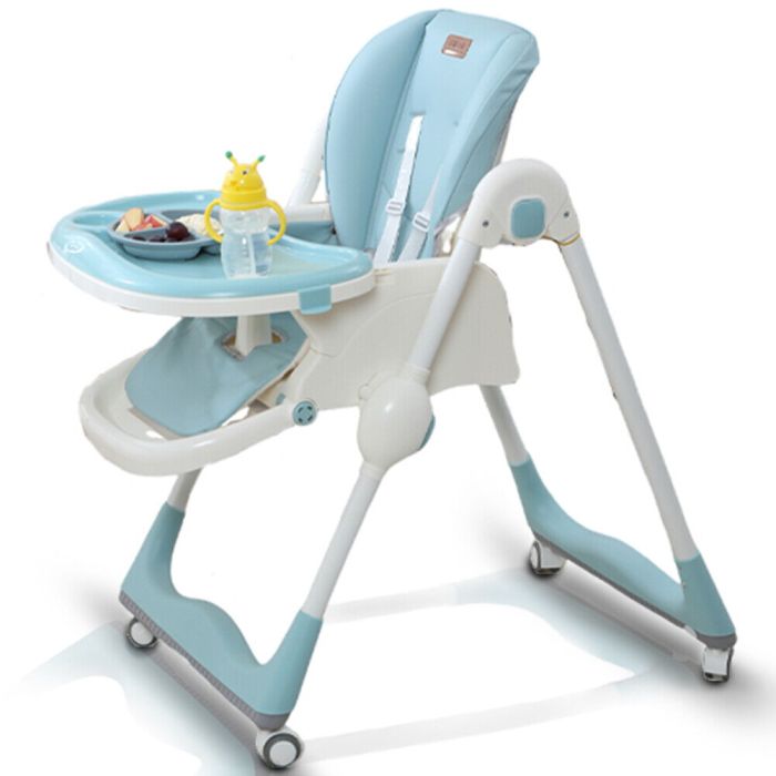 Chaise haute Wizy Easy 0-36 mois, pliable, peu encombrante et à hauteur réglable - Bleu